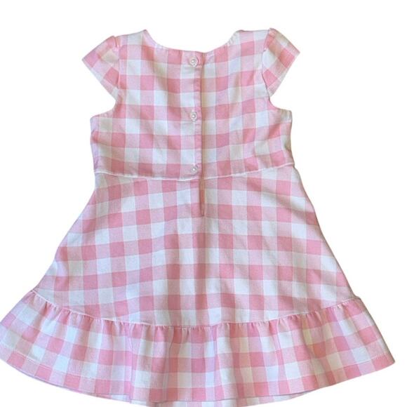 Janie and Jack Sz. 2T Pink Gingham Ponte Dress Short Sleeve Ruffle Hem GUC - Picture 2 of 7